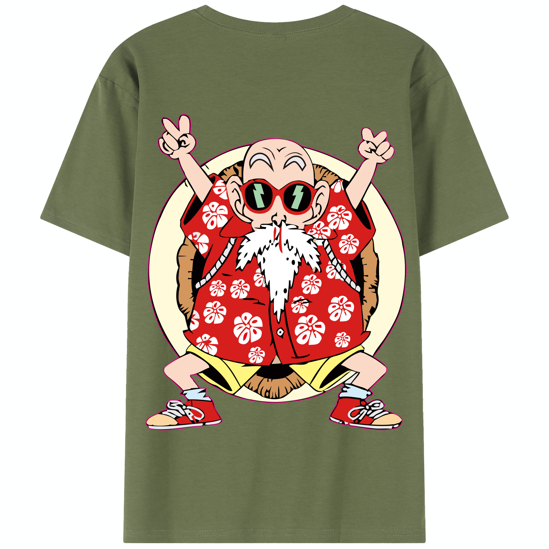 （画像用） ドラゴンボール 亀仙人（かめせんにん） DRAGON BALL Master Roshi Kame Sennin 綿100％半袖Tシャツ（背面プリント）